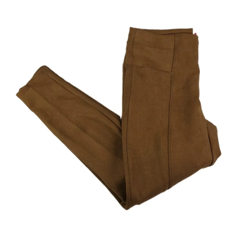 Spanx Pants Womens Size XL Brown Faux Suede Leggings 20322R